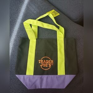 Trader Joe's Tote Bag with Neon Green Straps